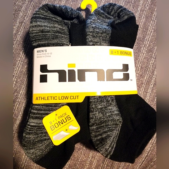 Hind Men's Athletic Low Cut Gray Socks 9 Pairs Size 6-12 - Picture 1 of 4